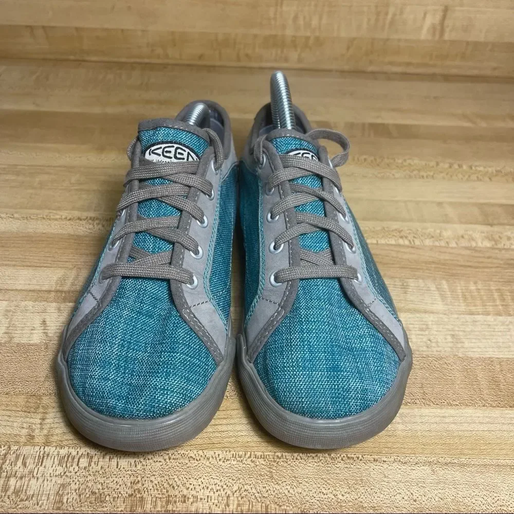 KEEN ARCATA Teal Blue Denim Canvas Lace Up Sneakers Shoes Womens Sz 6.5 Mens 5